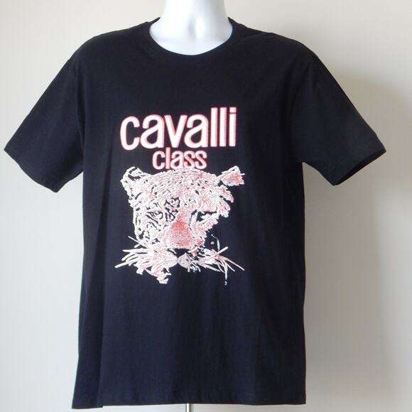CAVALLI CLASS 3D Tiger Graphic Black T- Shirt Crewneck Short Sleeve Men’s XL NWT - Picture 1 of 6